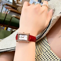fashion women red leather casual watch luxury quartz crystal wristwatch luxury womens casual watches waterproof watch women