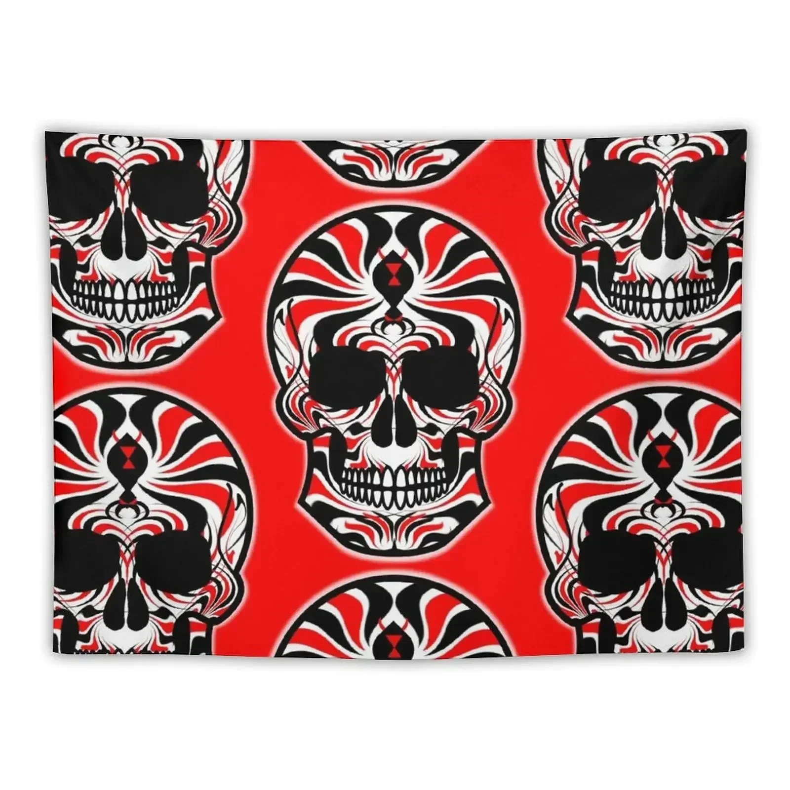 Племенный дизайн черепа | Черная вдова паук Красный черно-белый сахарный череп.