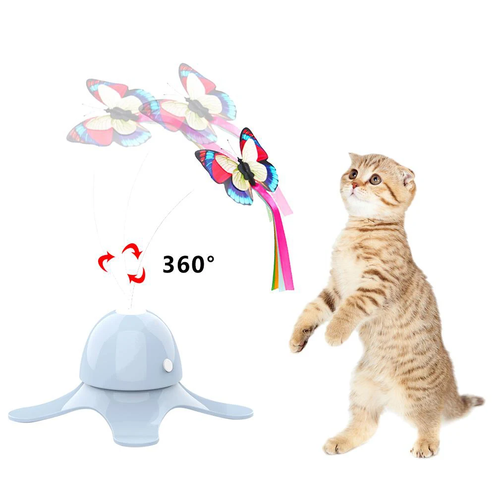 

Electronic Pet Cat Toy Smart Automatic Funny Cat Exercise Toy Electric Rotating Kitten Toys Butterfly Cat Stick Interactive Toy
