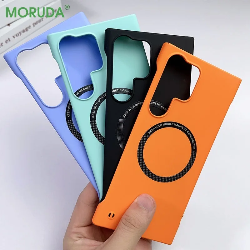 Модный безрамный Магнитный Тонкий чехол для Samsung Galaxy S23 S24 Ultra S22 Plus S20 S21 FE Magsafe