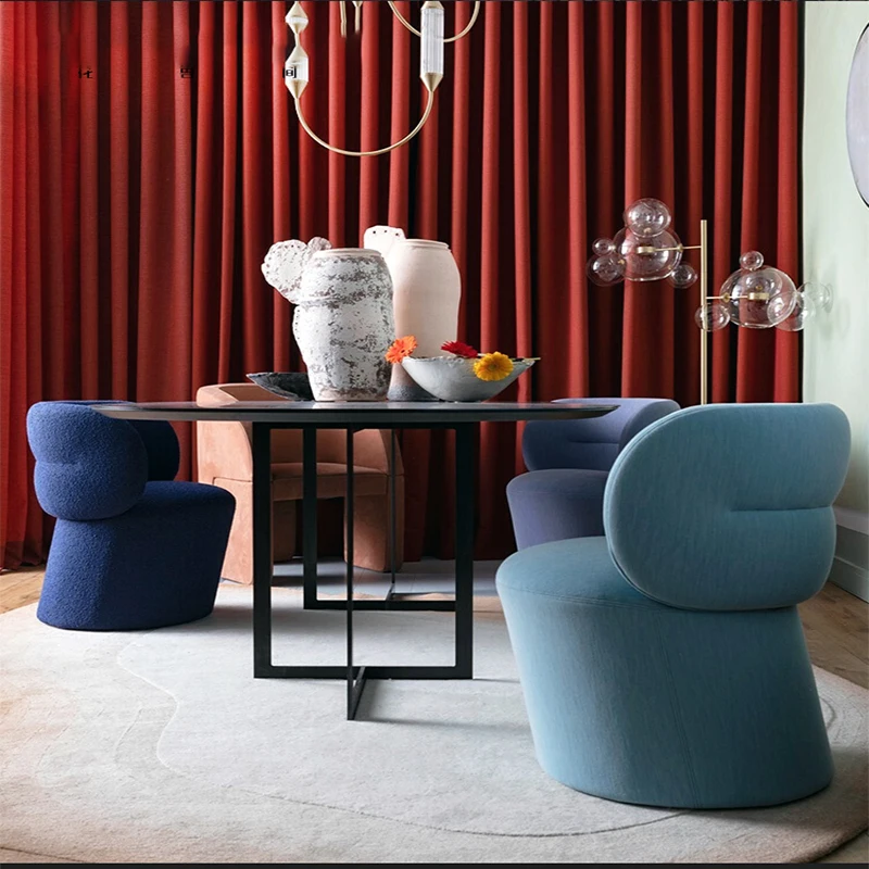 

Lucky Chair Nordic Light Luxury Dining Chair Simple Modern Living Room Fabric Single Back Leisure Chair