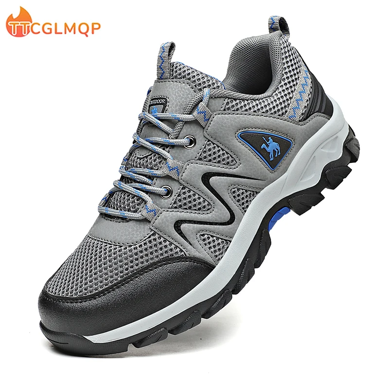 

2022 New Men's Casual Shoes Breathable Mesh Sneakers Rubber Sole Non Slip Walking Shoes Outdoor Fashion Hiking Shoes Big Size