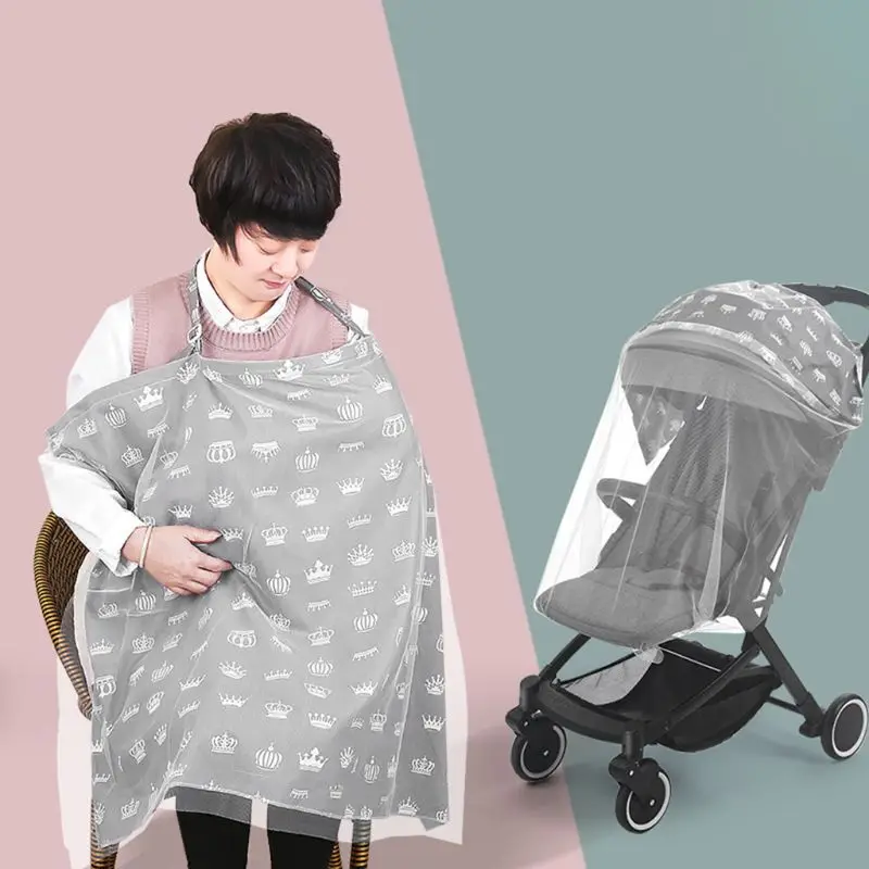 

Breastfeeding Nursing Cover Adjustable Double Layer Privacy Feeding Apron Poncho