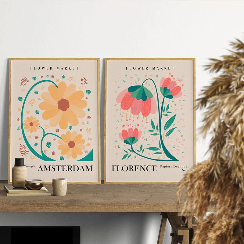 Цветочный магазин, плакаты и принты, Подарочная Картина на холсте с изображением цветочного рынка, туса, Токио, Копенгагена, Болоньи