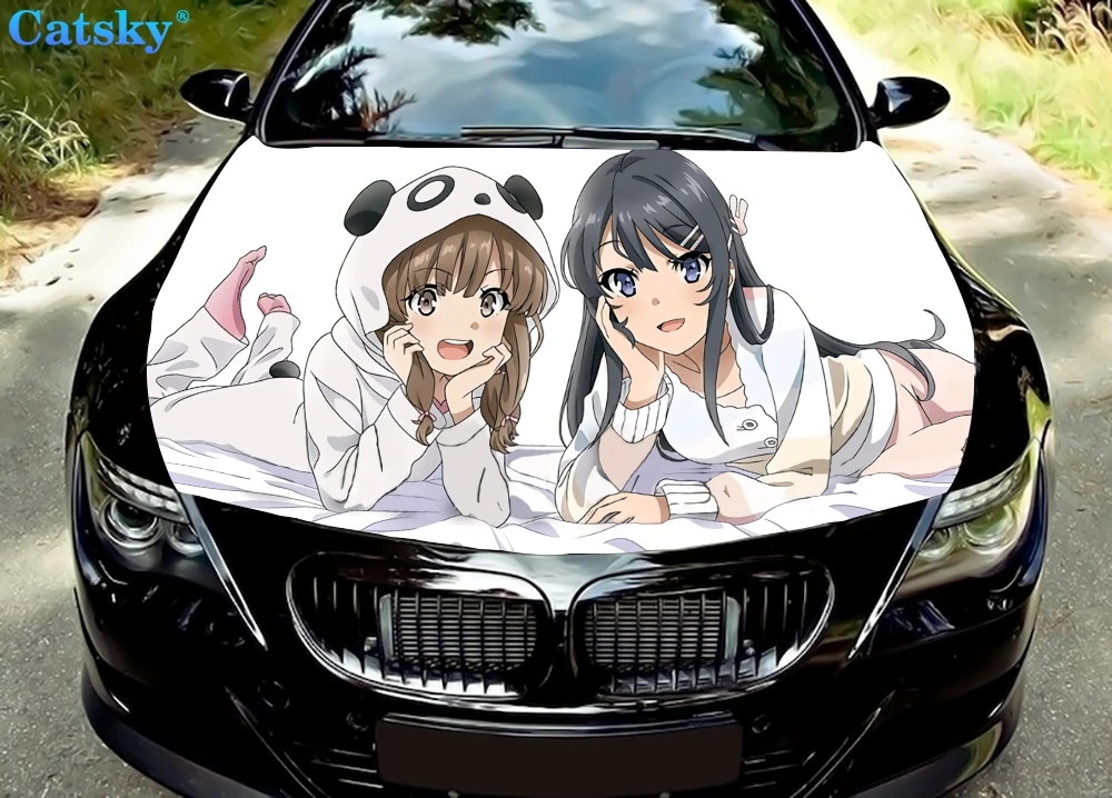 

Mai Sakurajima Peeker Car Floor Mats,Car hood wrap lion decal, bonnet vinyl sticker, full color graphic decal, CUSTOM made