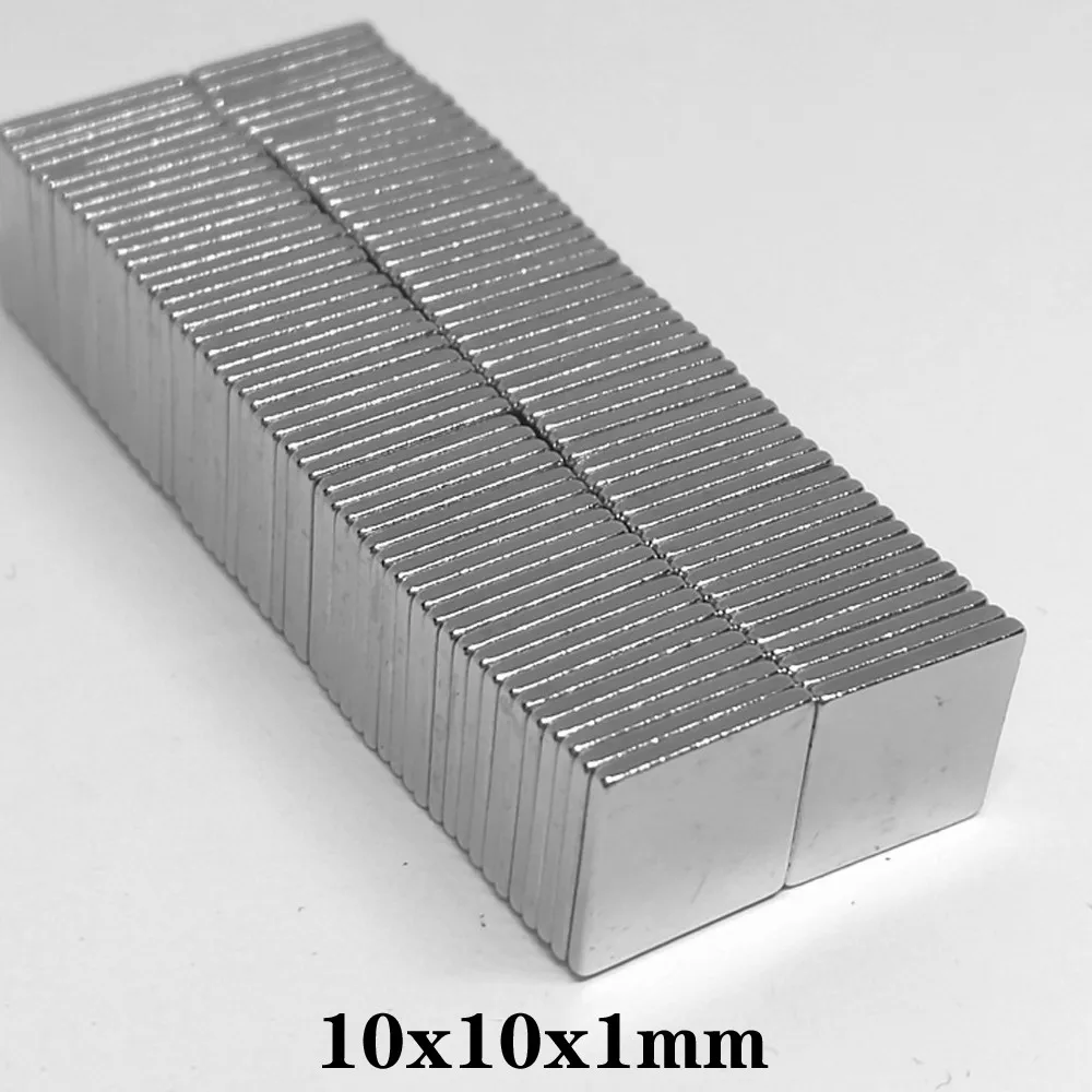 

10pcs 10x10x1 mm Neodymium Magnet 10mm*1mm Thin Powerful NdFeB Magnets 10x10x1mm Block Strong Rare Earth Magnets 10*10*1