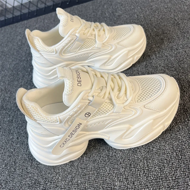 Белые внутренние высокие туфли для папы женские кроссовки 022 на подошве 4