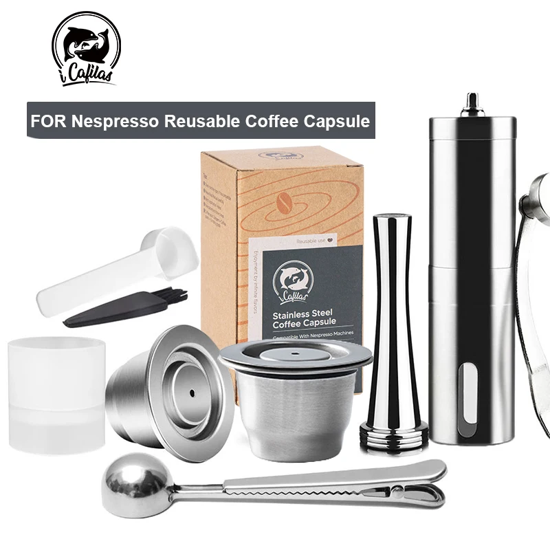 

Nespresso Reusable Coffee Capsule Stainless Steel Refillable Filters Espresso Cup Fit for Inissia & Pixie Coffee Maker icafilas