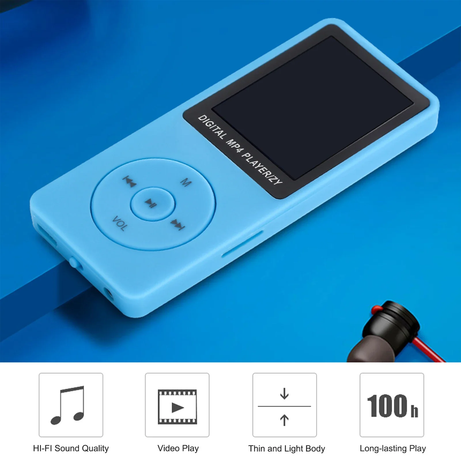 Фото MP3 MP4 Музыкальный плеер USB-зарядка Запись Цифровой дисплей Экран Медиа без потерь Портативный карманный спортивный бег Ходьба Воспроизведение музыки №4