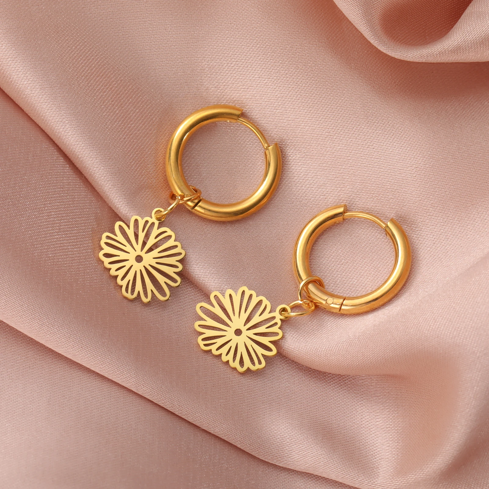 Месяц рождения цветы висячие серьги для женщин нержавеющая сталь обруч