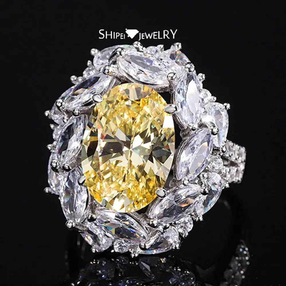 

Shipei 100% 925 пробы драгоценный камень овальной огранки с изображением измельченного льда, обручальное кольцо с муассанитом, оптовая продажа юв...