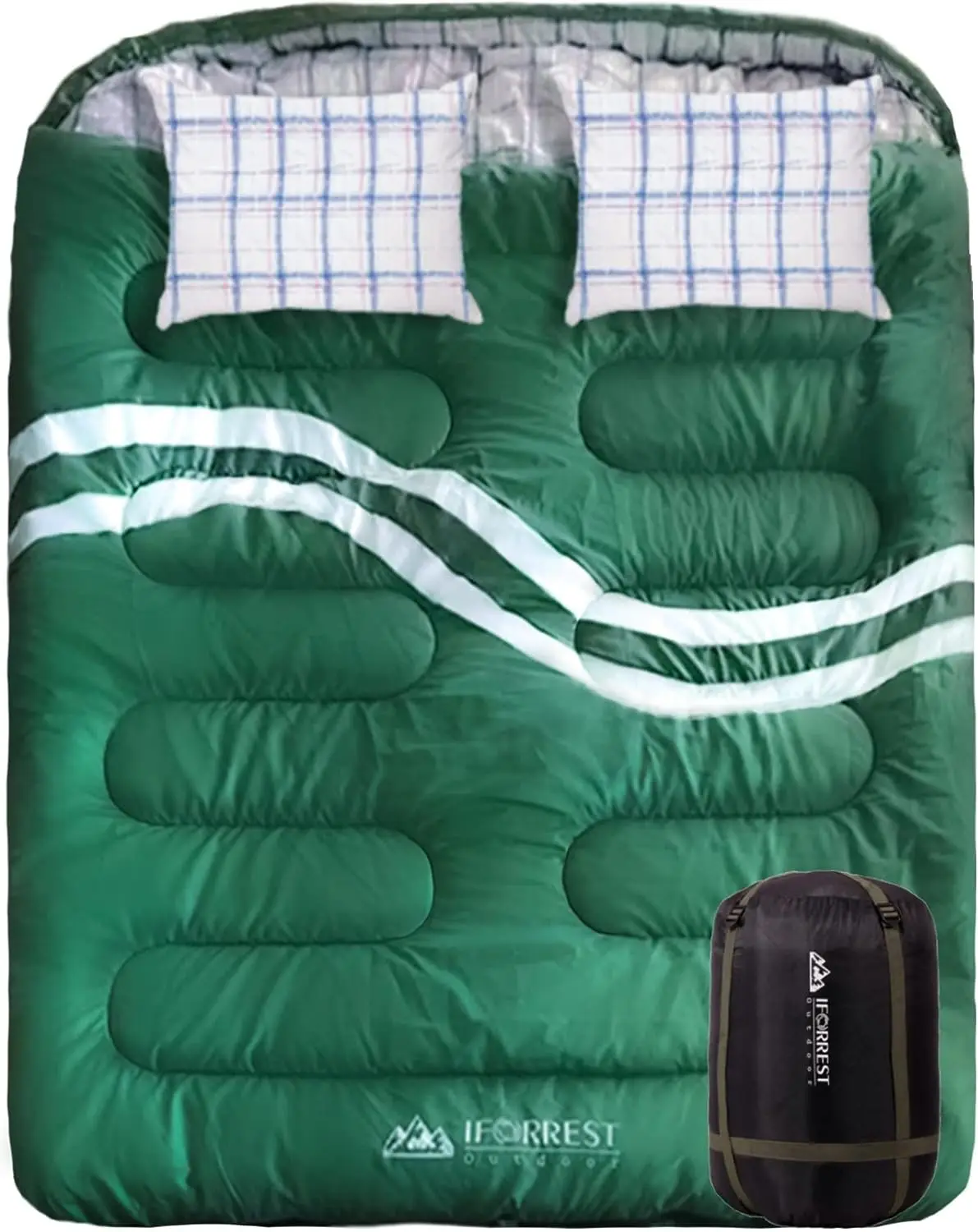 

Flannel Double Sleeping Bag for Adults - 2 Person Cold Weather Camping Bed, Extra-Wide & Warm - XXL Inflatable lounge Camping qu