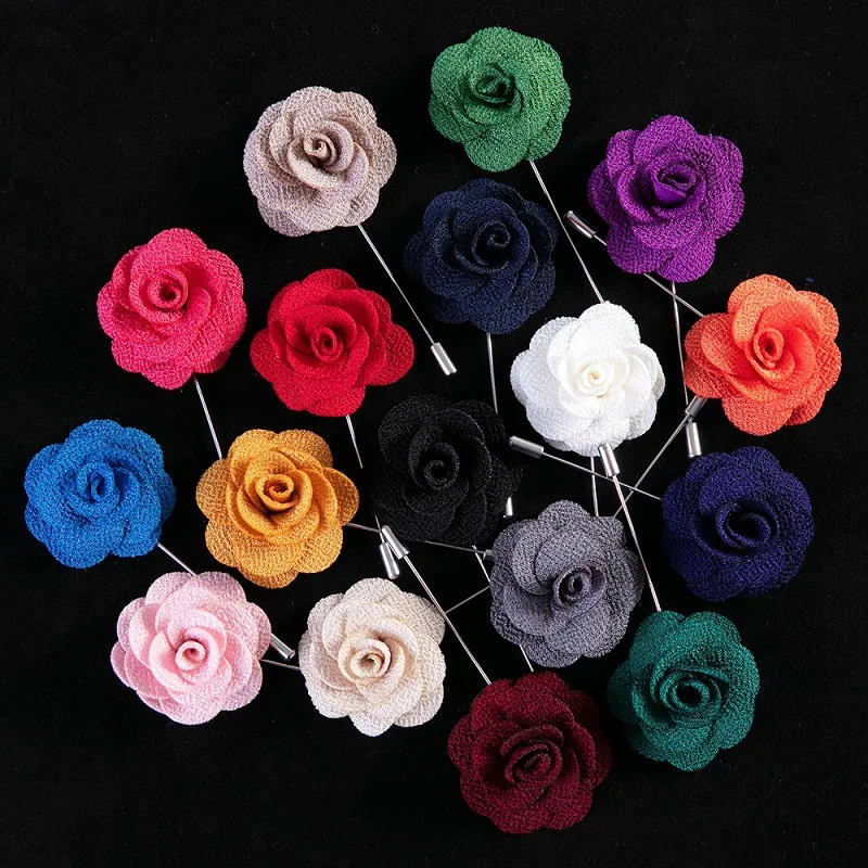 

New Flower Brooch Pin Velvet Cloth Fabric Solid Floral Brooches Lapel Pins Handmade For Shirt Collar Men's Suit Accessories Gift