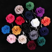 new flower brooch pin velvet cloth fabric solid floral brooches lapel pins handmade for shirt collar mens suit accessories gift
