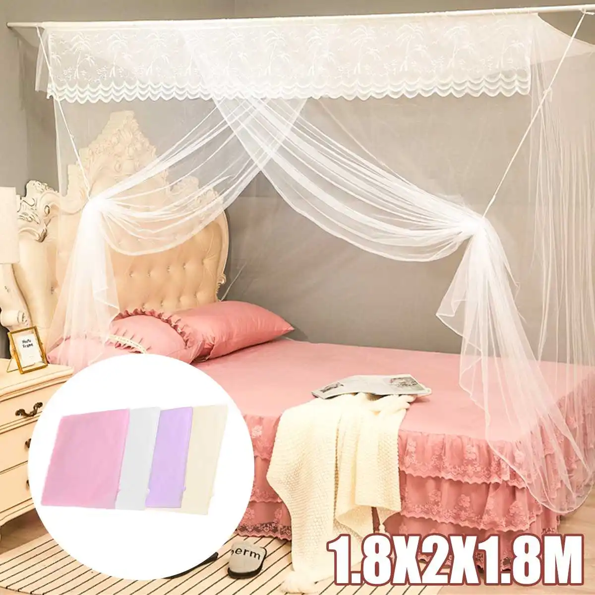 

Four Corner Outdoor Camping Mosquito Canopy Net With Storage Bag Insect Tent Protection Bedroom Full Netting