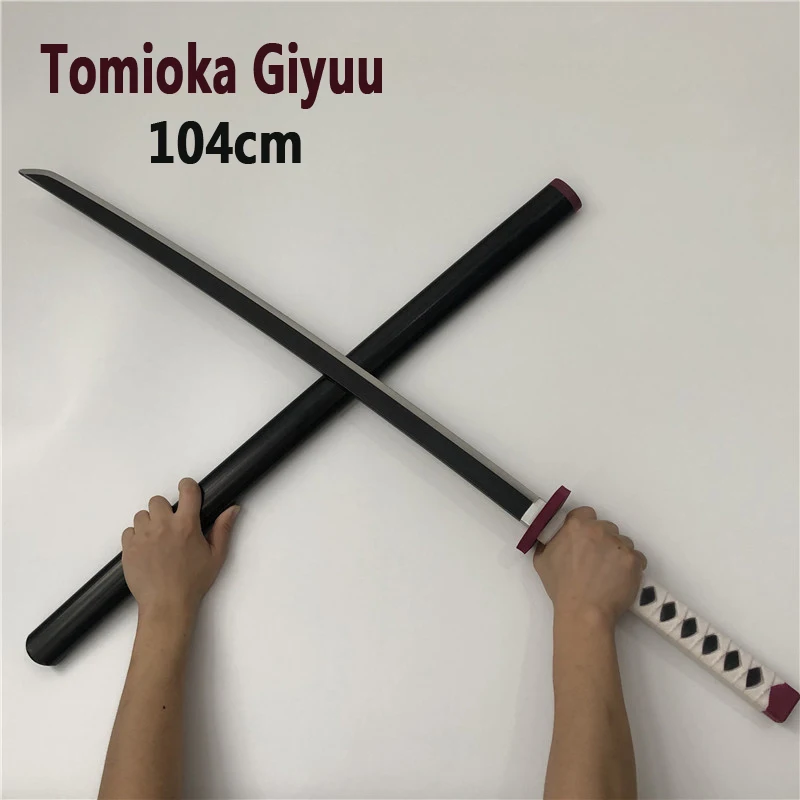 

104cm Demon Slayer Cosplay Sword 1:1 Rengoku Kyoujurou White Sowrd Anime Ninja Knife Kimetsu no Yaiba Sword Weapon PU Model Gift