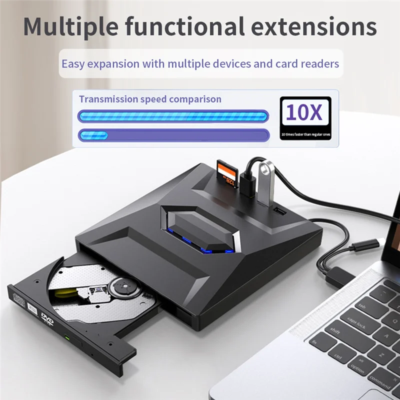 External DVD CD Writer Burner and Player Type C/USB3.0 Drive for PC Laptop Windows