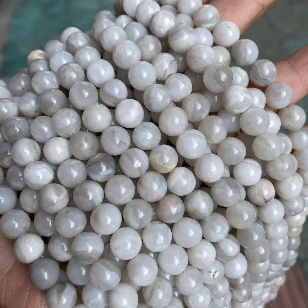 

Бусины Из Натурального белого агата, круглые бусины из полудрагоценного камня, незакрепленные бусины для изготовления ювелирных изделий