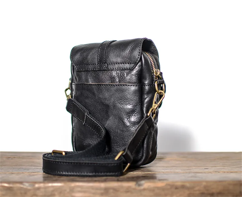 Casual vintage high-quality genuine leather men's small phone bag weekend organizer real leather mini shoulder crossbody bag