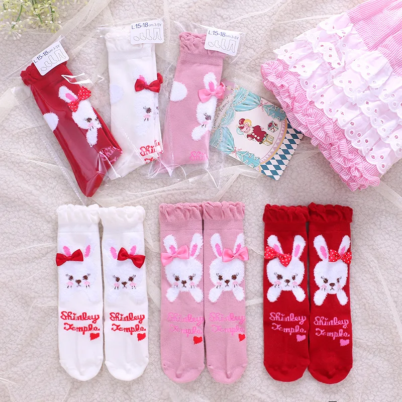 

Shirly Temple Kids Socks ST Shirly Temple Girls Cartoon Bow Bunny Stockings Princess Socks