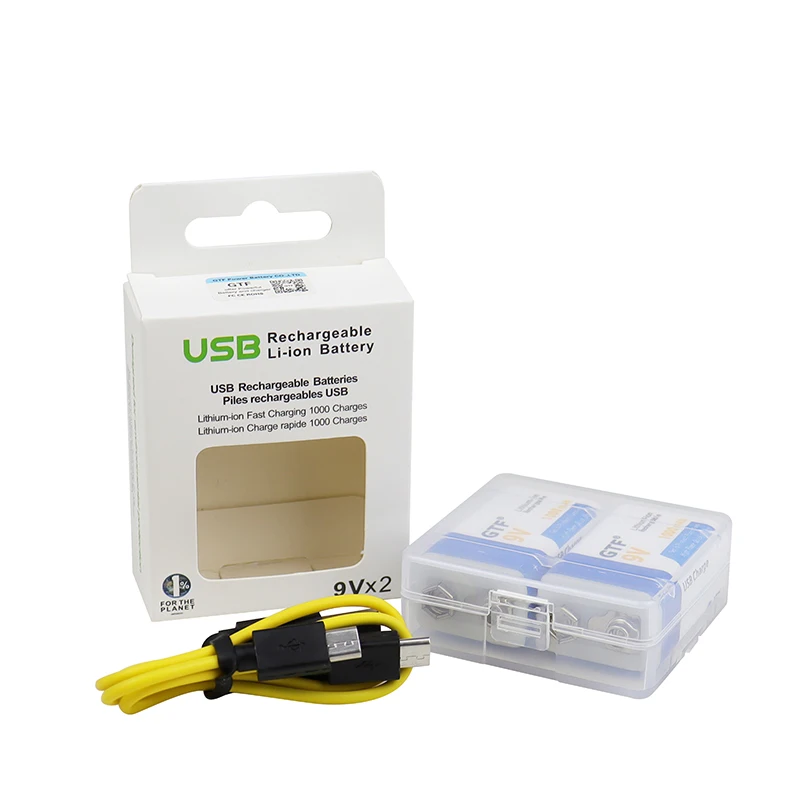 GTF Новый 9 В Аккумулятор 1000 мАч литий-ионный перезаряжаемый в аккумулятор Micro USB