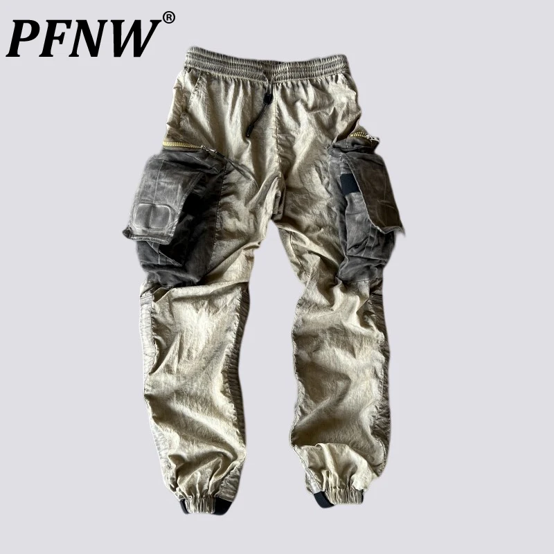 PFNW Spring Summer Men's Gradual Change Vintage Handsome Cargo Pants Fashion Patchwork Outdoor Casual Techwear Trousers 12A8821