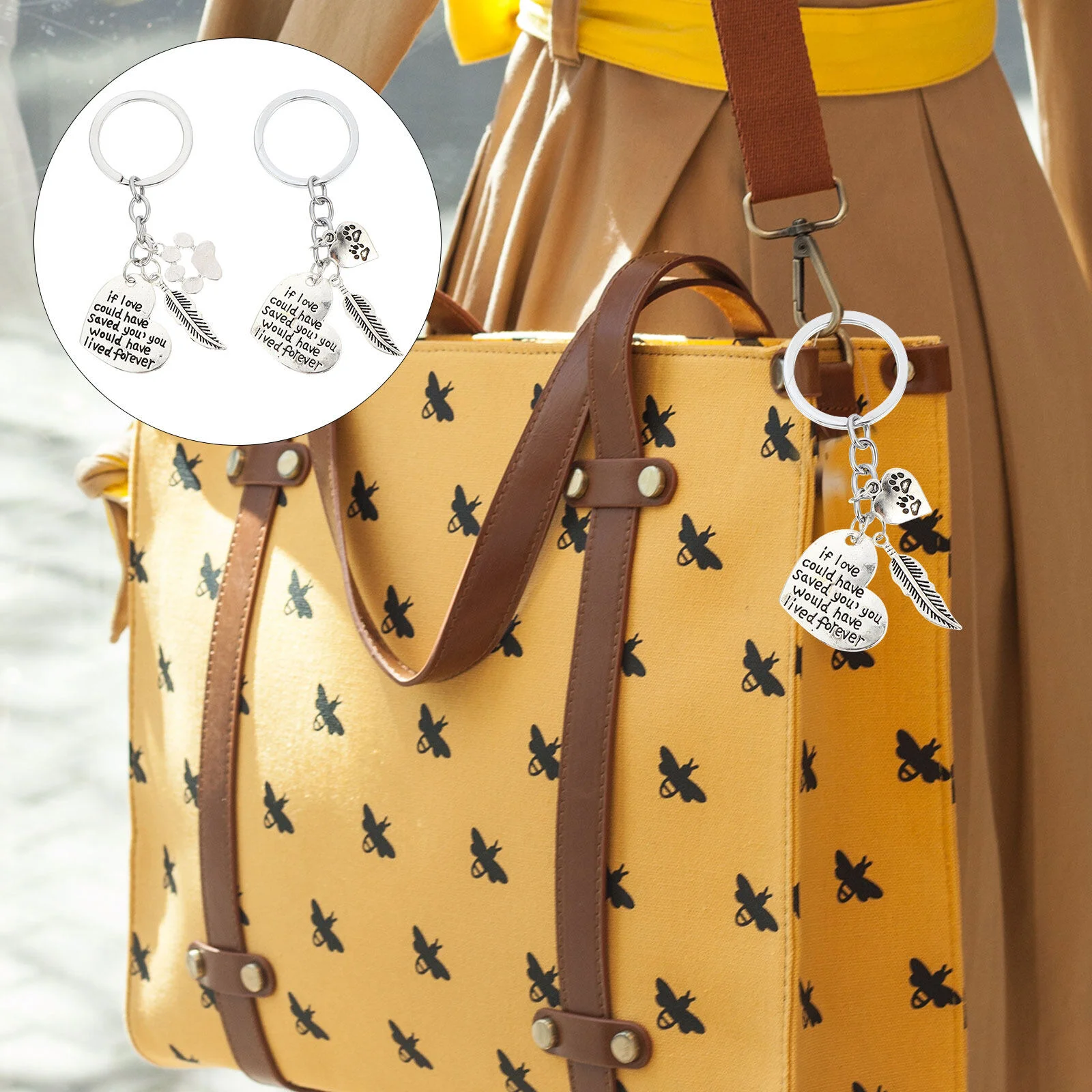 

Handbag Purse Keychain Souvenir Key Holder Footprint Keychains Creative Rings Dog Paw Keyring Footprints Alloy Metal