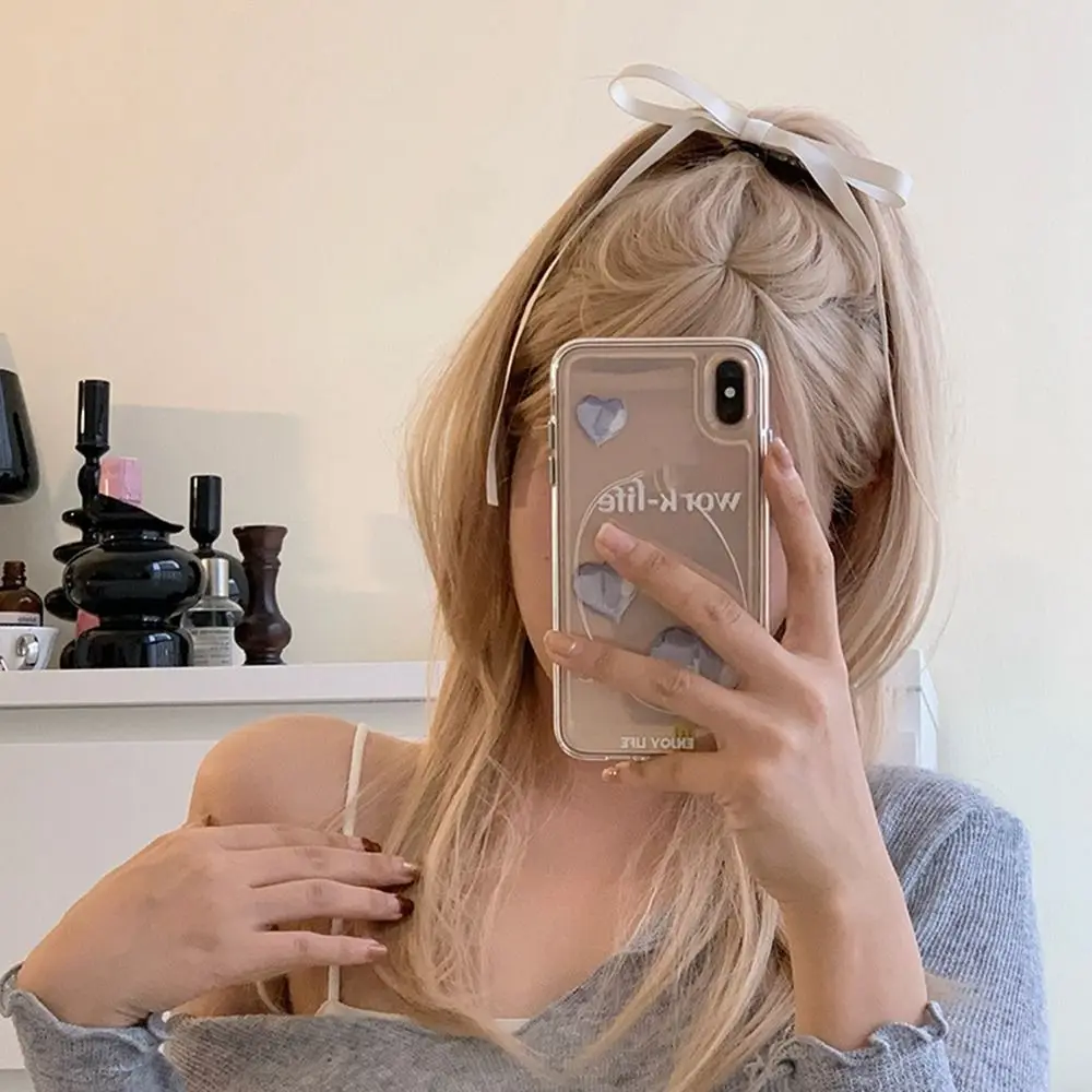 

Geometry Shape Duckbill Clip Ribbon Balletcore Bow Hairpin Korean Style Headwear Girl Hair Clip Female Hair Accessories