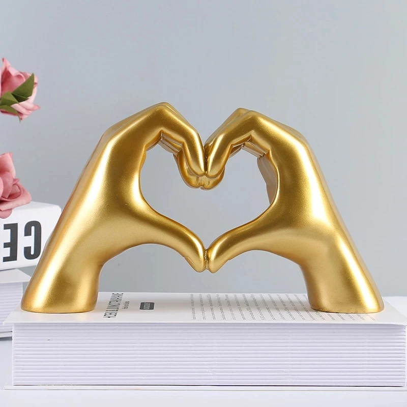 

Nordic Home Decor Love Gesture Statue Abstract Heart Hand Sculpture and Figurines Creative Desk Ornament Room Decor Wedding Gift