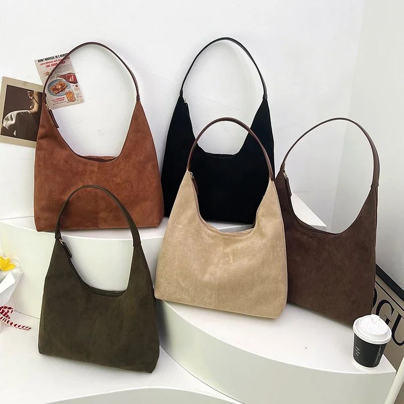 Сплошные цветные замшевые сумки на плечо молнии мягкая универсальная дорожная