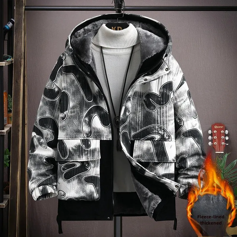 Осенне-зимняя новая мужская Рабочая куртка с флисовой подкладкой утепленная