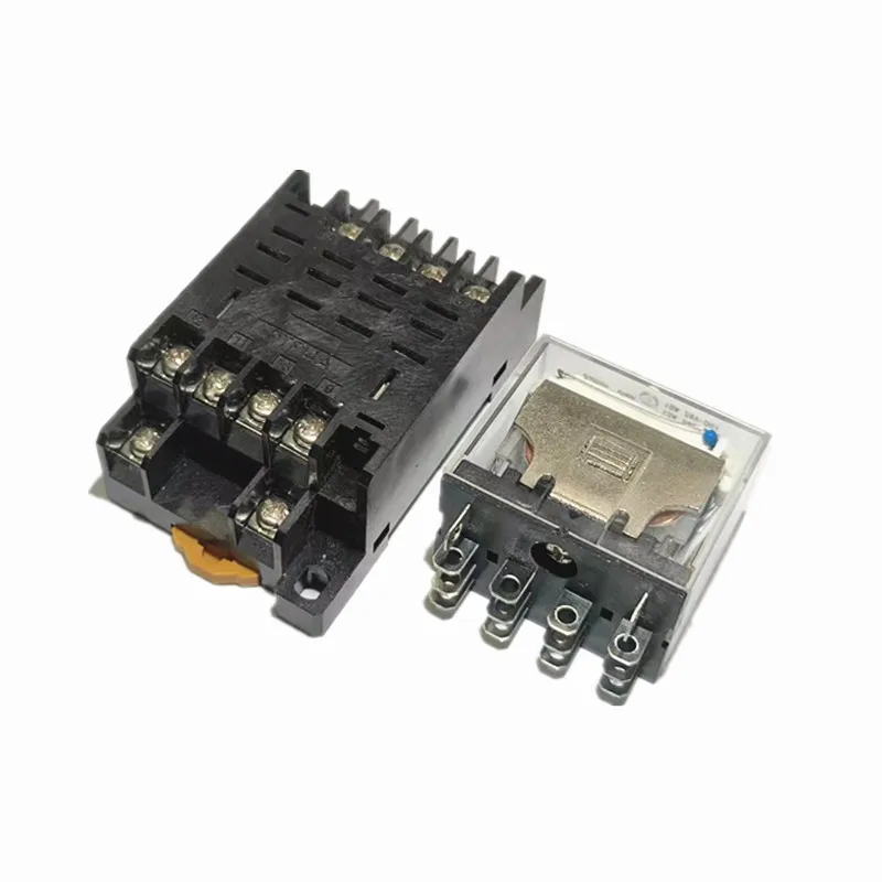 

LY4NJ HH64P DPDT Миниатюрный катушечный генераторный электромагнитный промежуточный релейный переключатель с цоколем AC 220 В DC 12 В 24 В