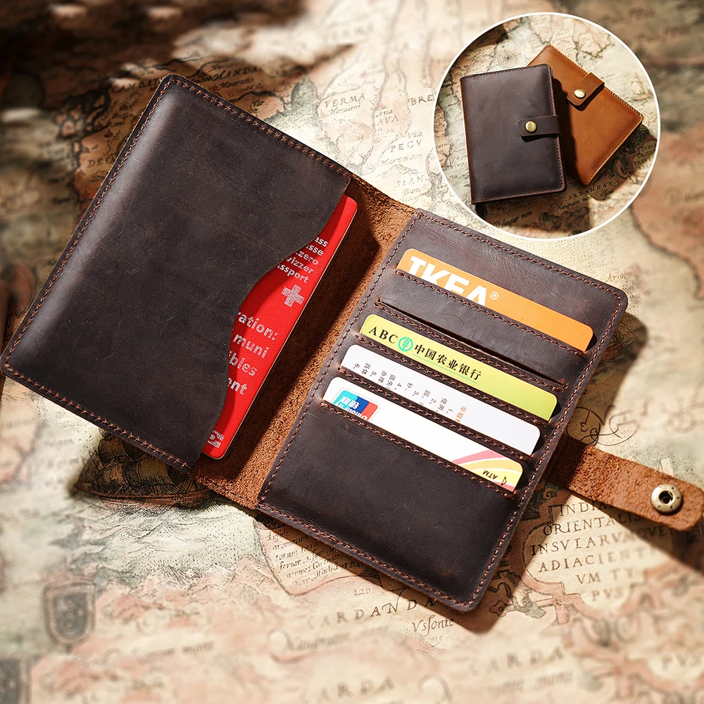 

Кожаные чехлы Crazy Horse для путешествий, искусственная кожа, Мужские обложки ручной работы из воловьей кожи, водительский удостоверение