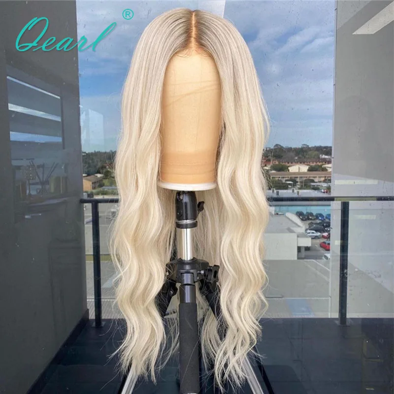 Platinum Ash Blonde Human Hair Full Lace Wig Transparent Clear Natural Wave Lace Frontal Wigs Bleached Knots Brazilian Remy 150%