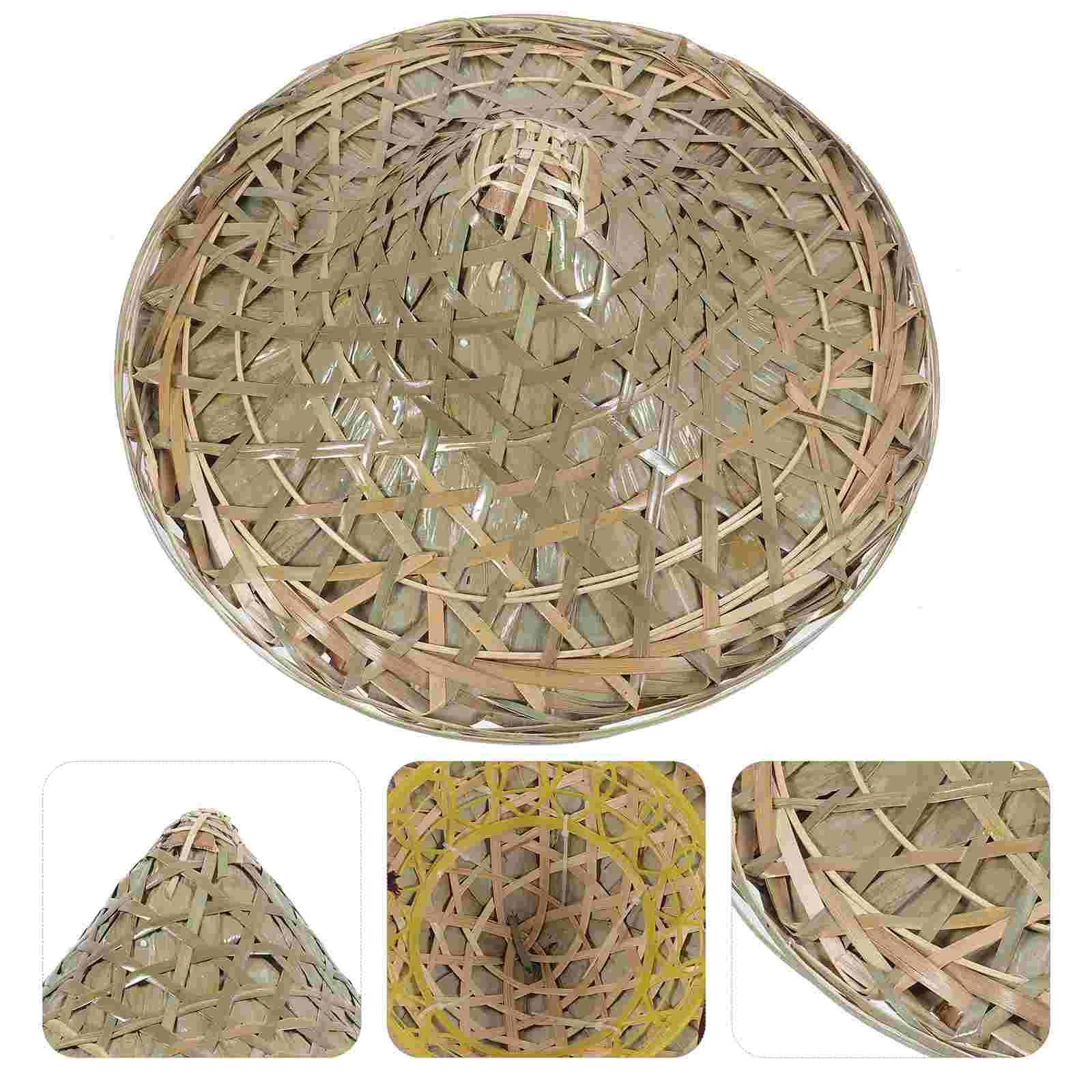 

Bamboo Hat Summer Protection Woven Caps Rain-proof Weave Unisex Large Brim Hats Weaving Sun Men Women