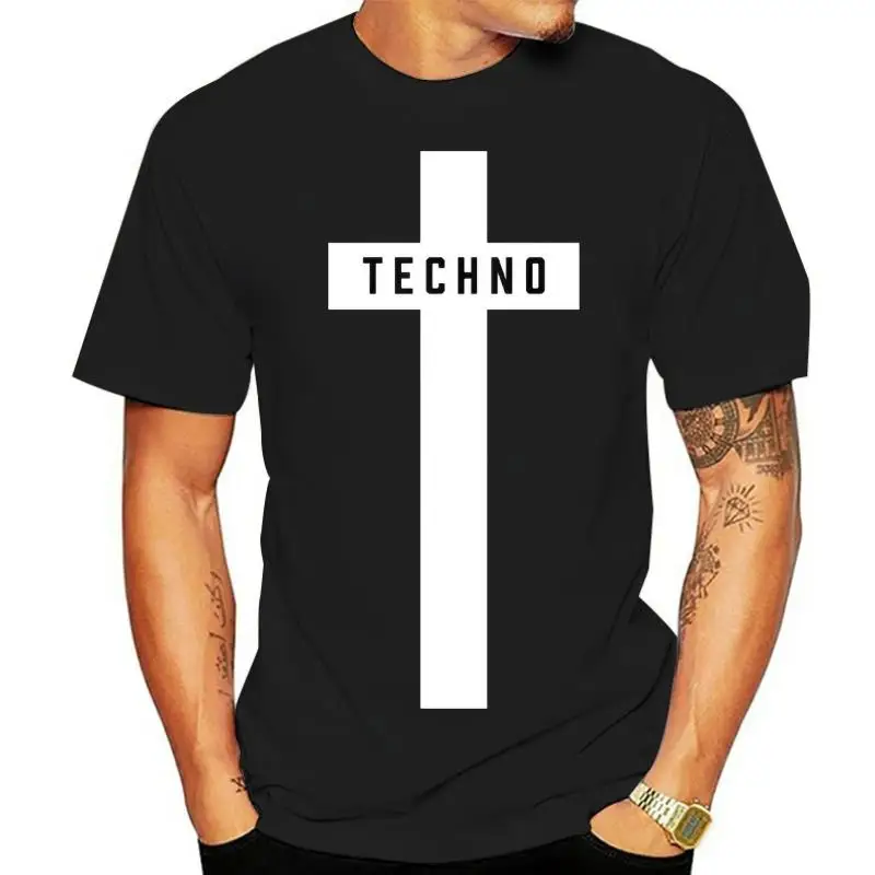 

Techno Cross Printed T-Shirt Mens Music Festival Black Detroit Tee Men'S Lastest 2022 Simple Style Design Men T-Shirt
