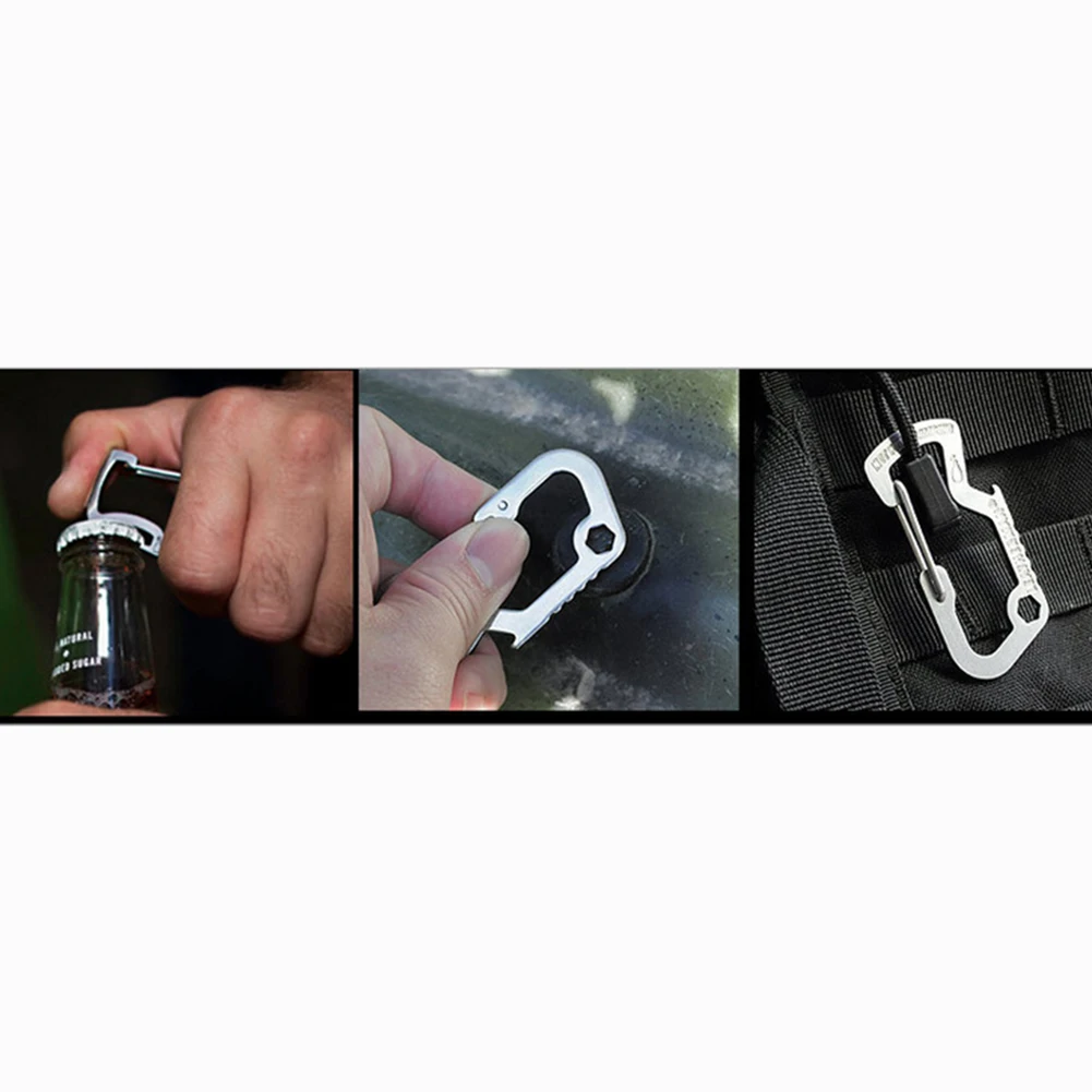 

Easy to Carry Stainless Steel Carabiner with Hex Driver and Bottle Opener for Keychains and Outdoor Activities