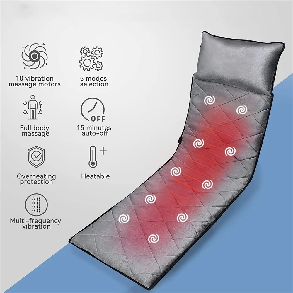 

2022 Multifunction Collapsible Full-body Massage Mattress Automatic heating Far Infrared vibration Massager Cushion Memory Foam