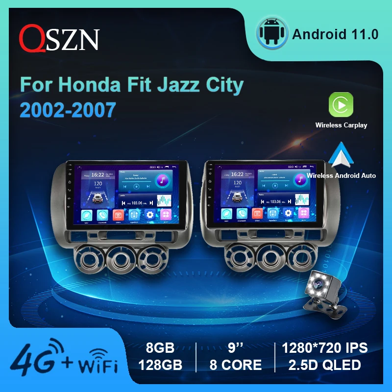 

QSZN Autoradio For Honda Fit Jazz City 2002-2007 Car Radio Multimedia Player Android 11 DSP GPS With Carplay Auto 4G Video Stero