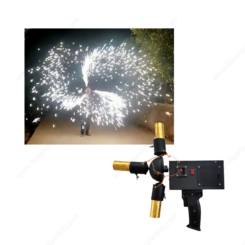 Fireworks Machine Indoor Stage Fountain Hand Gun Firing Pyrotechnics Held India Shooter Cold Pyro Wedding DJ Spinning Windmill