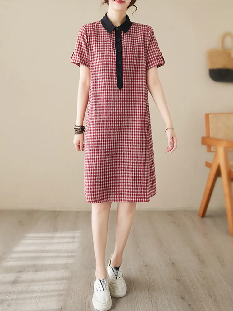 

Женское платье-рубашка в клетку, свободное приталенное платье в западном стиле, корейская мода, лето 2023