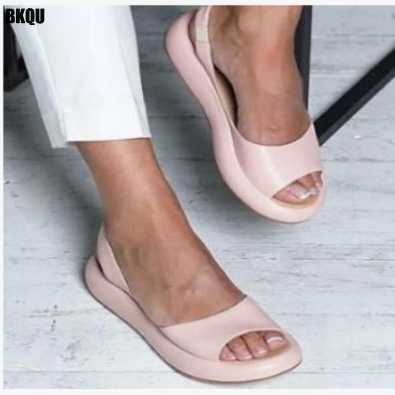 

Сандалии женские с эластичным ремешком, повседневные пляжные тапочки, открытый носок, однотонная обувь, лето 2022