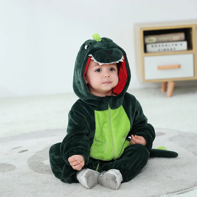 Family Kigurumi Pajamas Green Dinosaur Animal Onesie Cosplay Costume Pajamas For Kids and Adults With Slippers