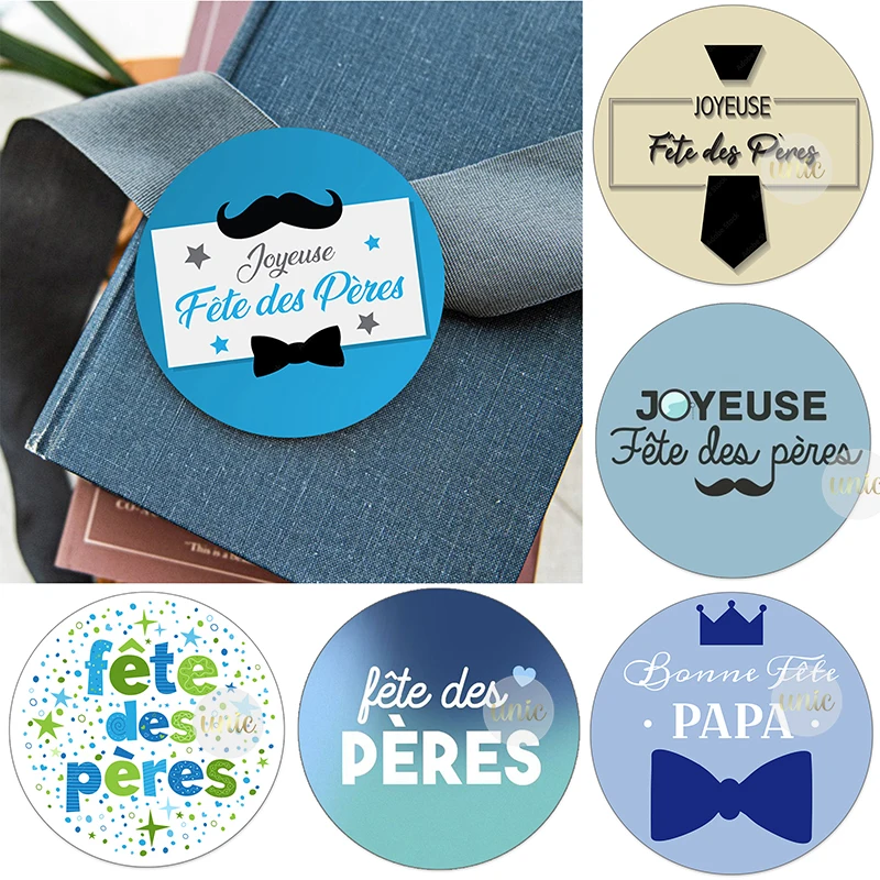 Happy Father's Day Decor Sticker Labels Bonne Fête Des Pères Français Self-adhesive Stickers Party Gift Packing Decor