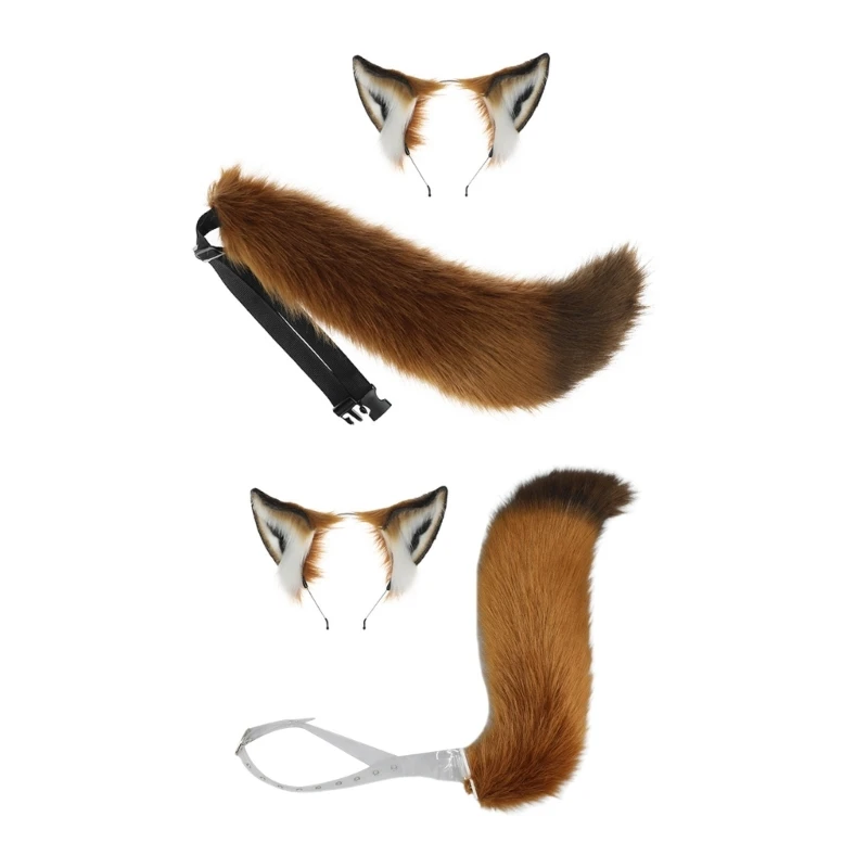 

MXMB Wolf Tail Ears Headband Set Halloween Christmas Fancy-Party Costume Toy