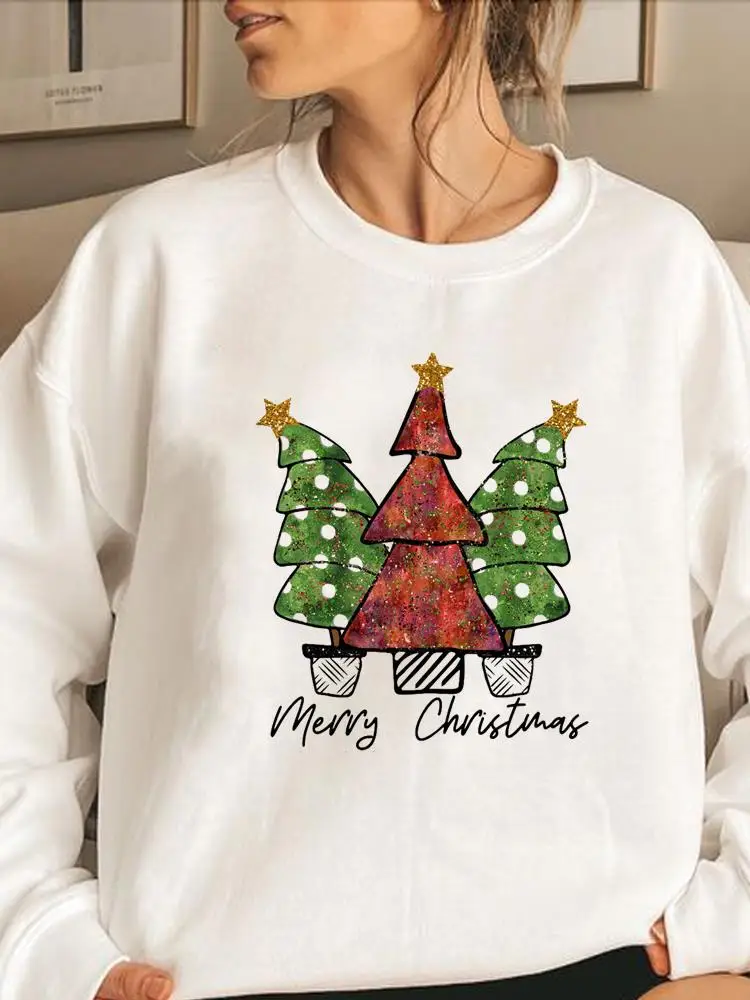 

Модные свитшоты с графическим принтом Счастливого Рождества, женская одежда, звездная елка, 90-е Стильное женское худи, женские пуловеры