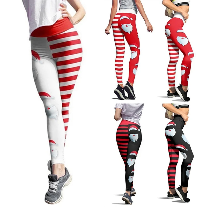

Christmas High Waist Elasticity Printed Cartoon Santa Cute Leggings Women Joy Sexy Pants Leggings