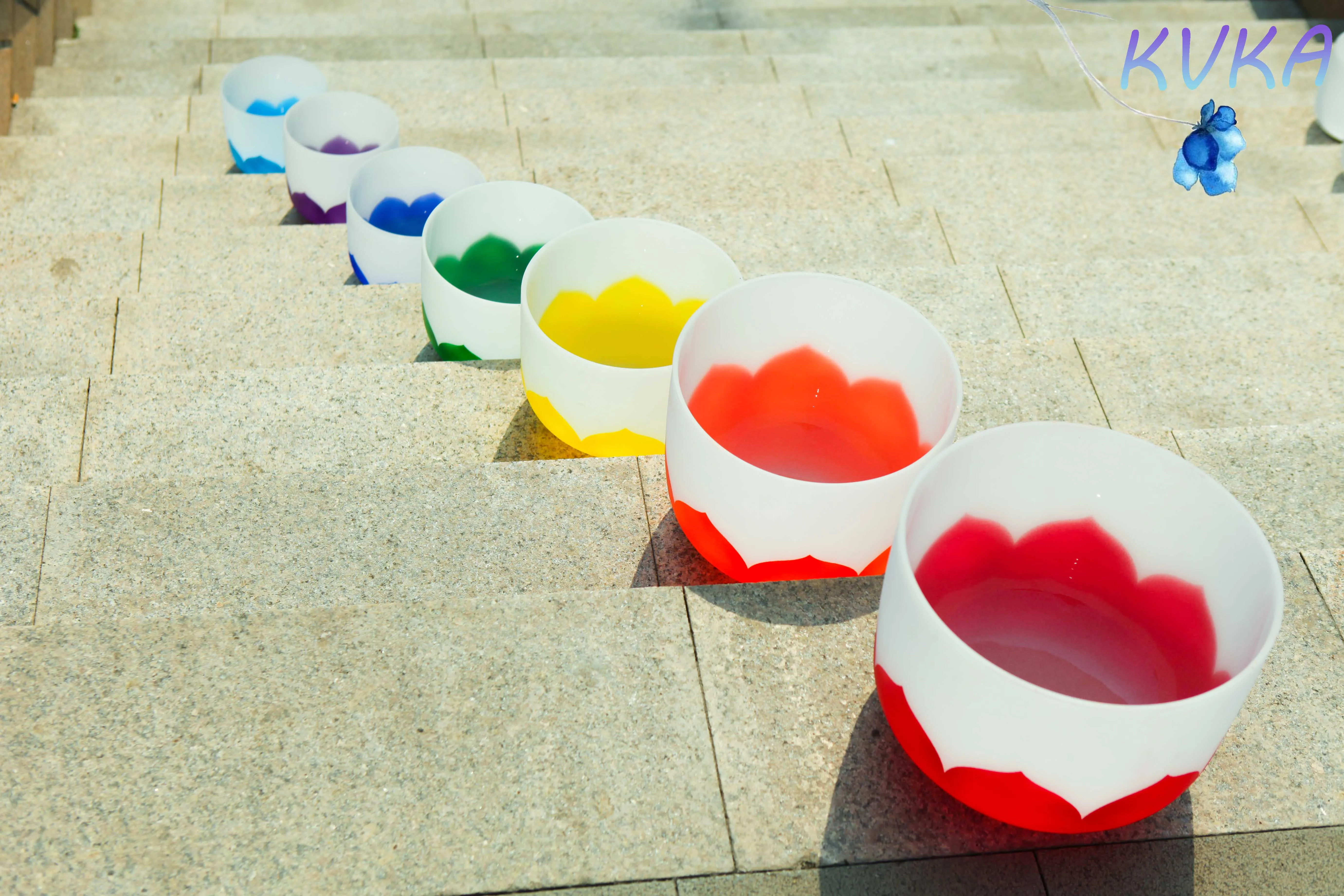 

KVKA Singing Bowls Chakra Set of 7 PCS 7"-12" Note CDEFGAB Frosted Quartz Crystal Singing Bowls 432Hz with Free Case