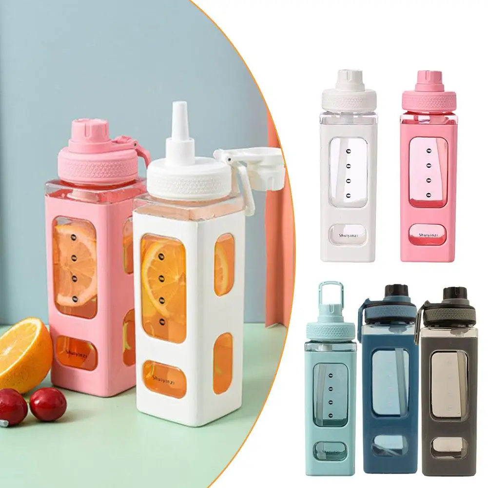 

900ML Portable Water Bottle Kawaii Straw Cup Fitness Drinking Mug Plastic Juice Milk Carton Shaker Bottle for Child Aldult O4S2
