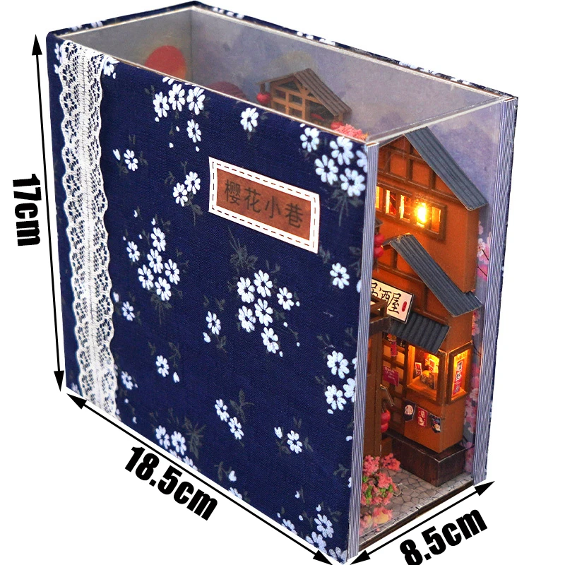 diy wooden japanese store book nook shelf insert kits miniature dollhouse with furniture cherry blossoms bookends toys gifts free global shipping